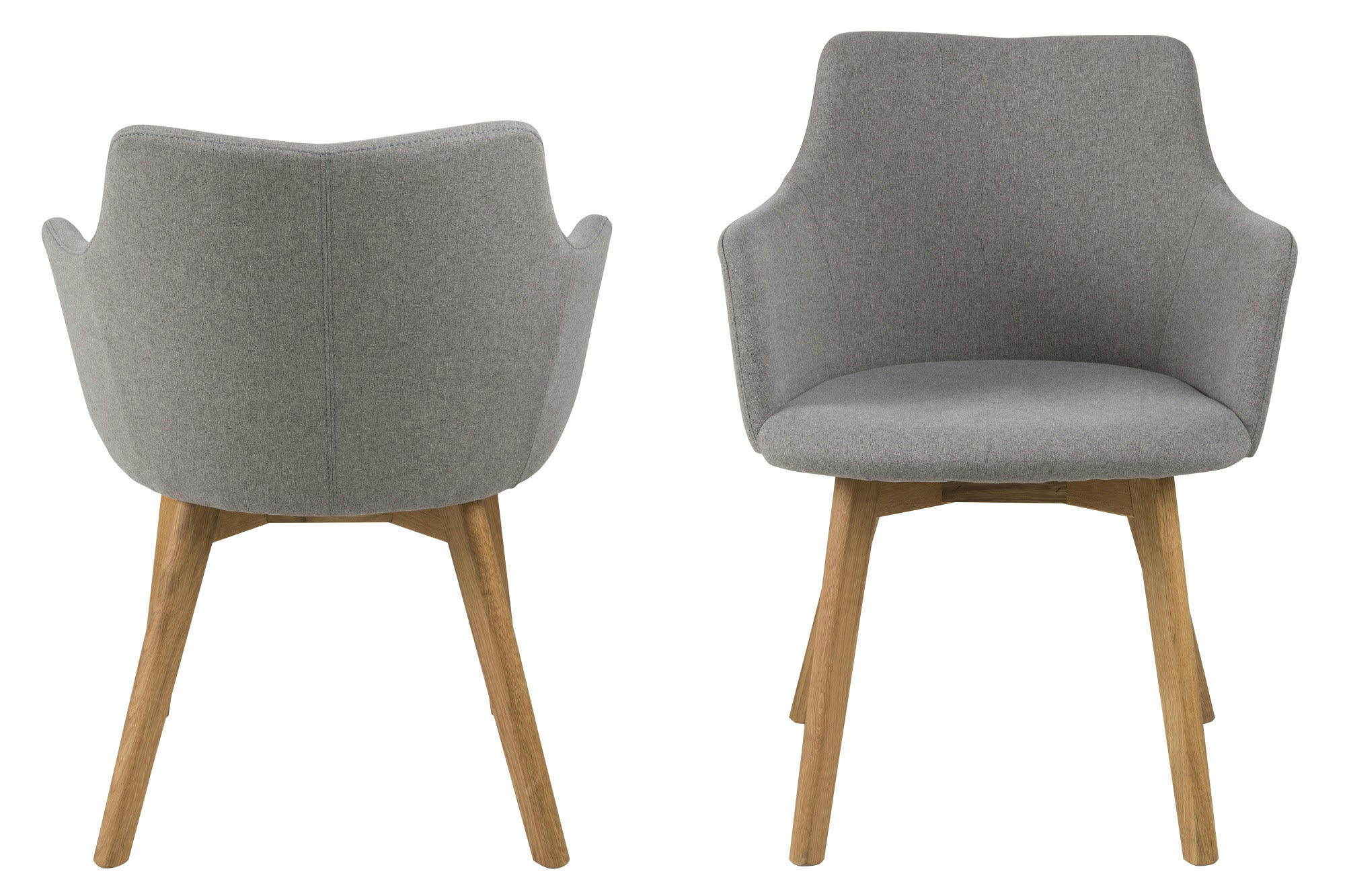 BELLA - Lot de 2 chaises en tissu et pieds chêne