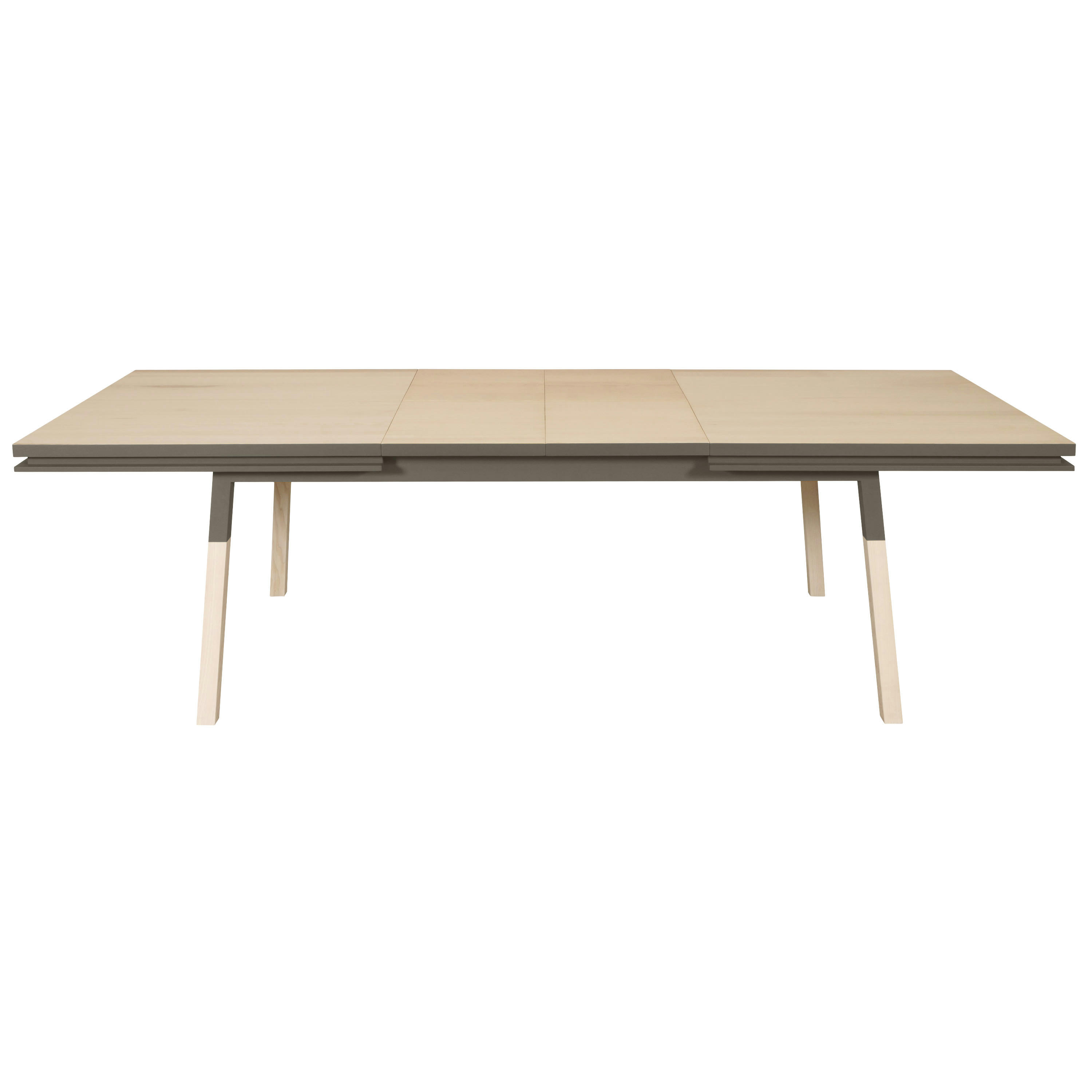EGEE - Table 220x120 cm en frêne massif, 2 rallonges gris chocolat tanis