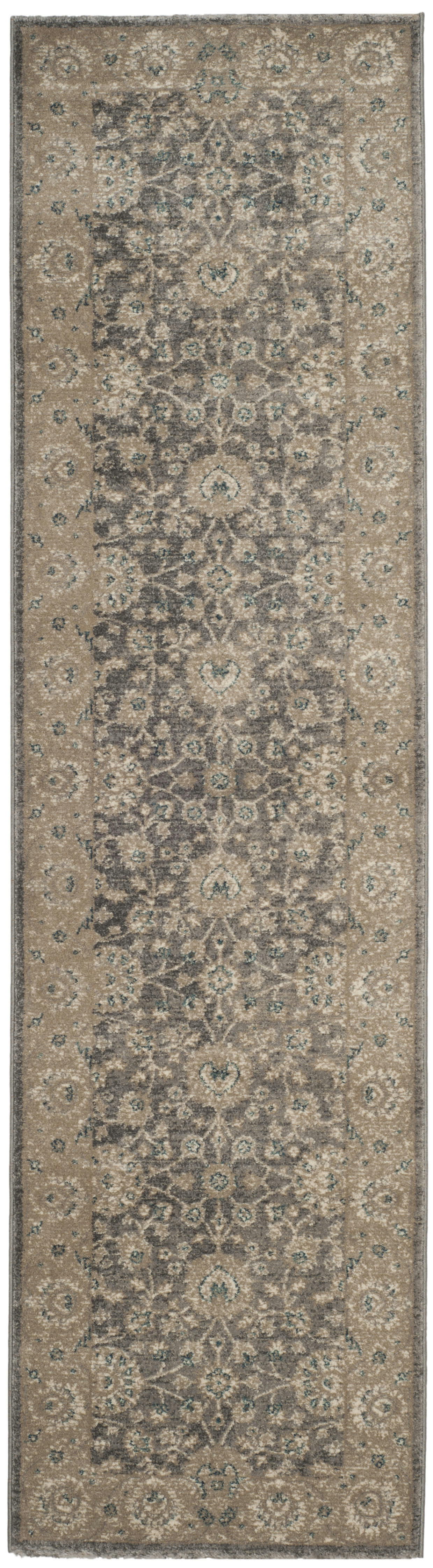 SOFIA - Tapis de salon interieur en gris clair & beige, 66 x 244 cm