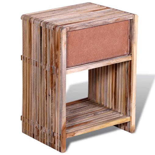 NNEVL Nightstand with Drawer Reclaimed Teak Wood