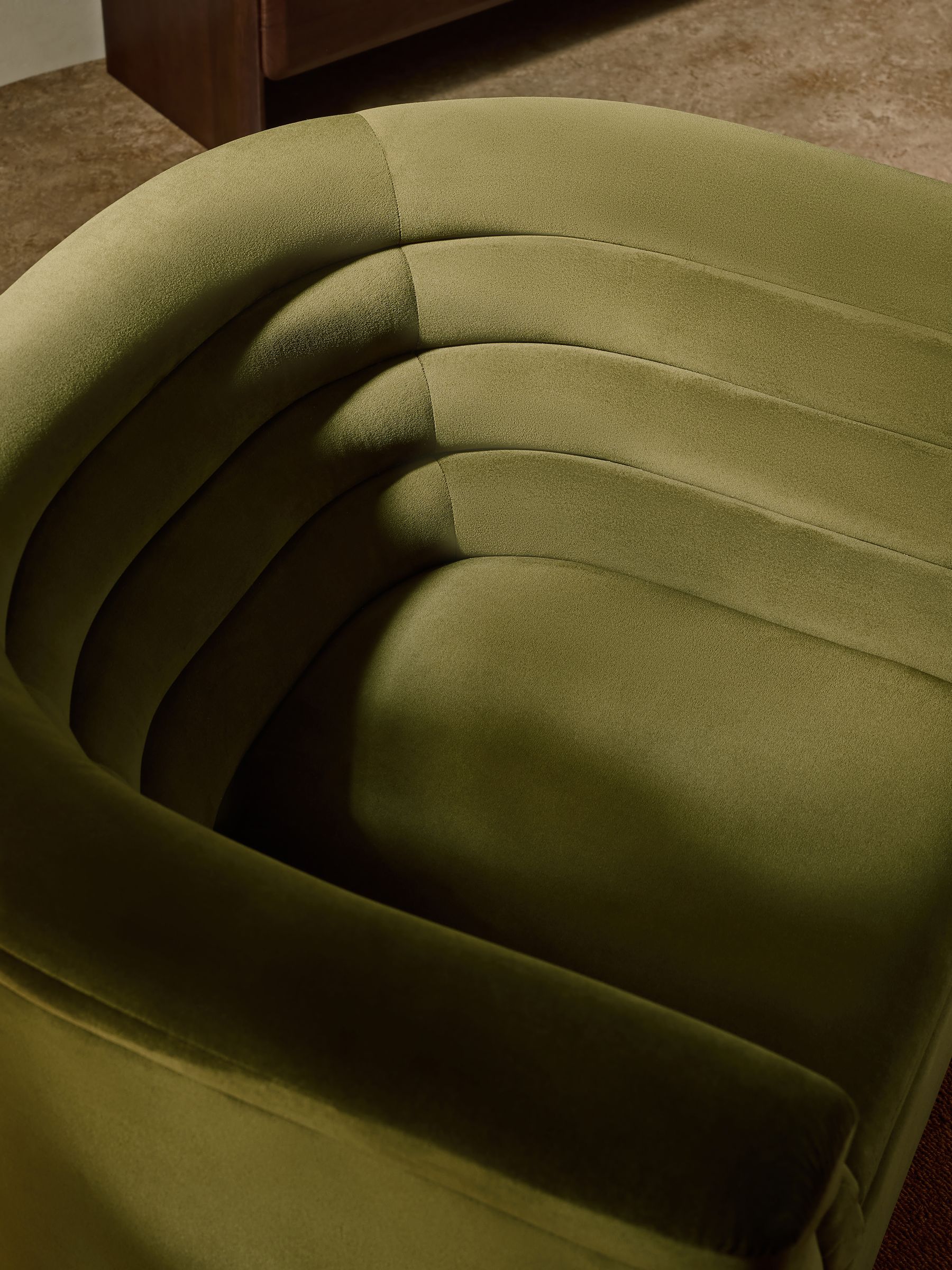 Olive Green Velvet Lineari Accent Chair