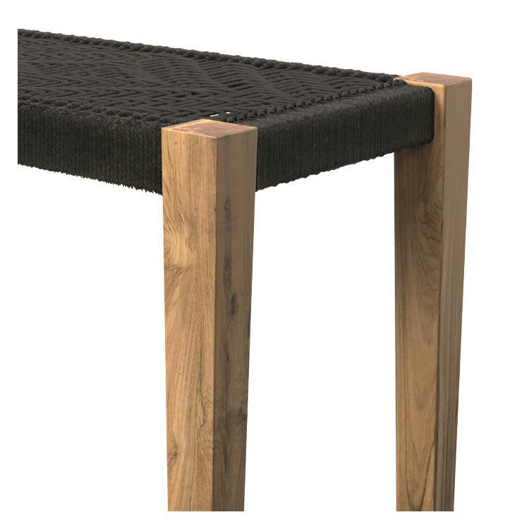 IBIZA - Banc en bois et corde tressée noire