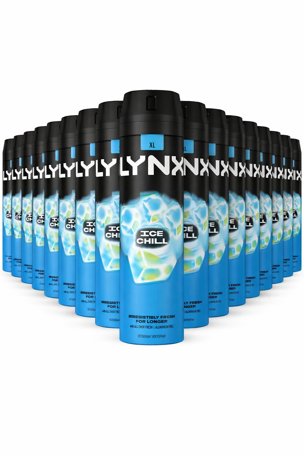 Lynx Ice Chill Body Spray XL 48-Hour HD Fragrance Deodorant, 200ml, 24 Pack