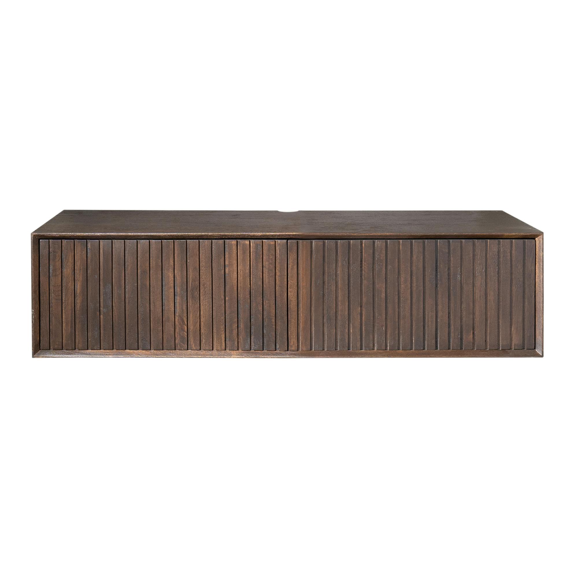 Meuble TV suspendu vintage 2 portes rainurées CORTINA
