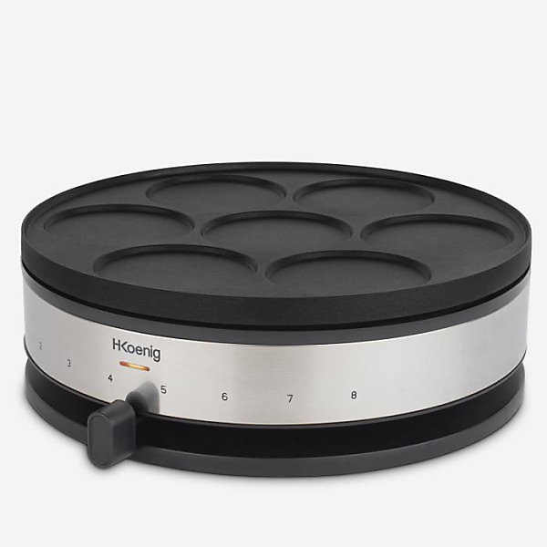 Crepiere ElectriqueHKoeNIG - KREP56 - Plaque réversible amovible - Surface de cuisson 33 cm - 1500W - Noir/Acier