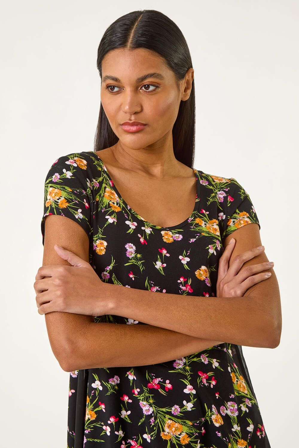 Roman Floral High Low Hem Top
