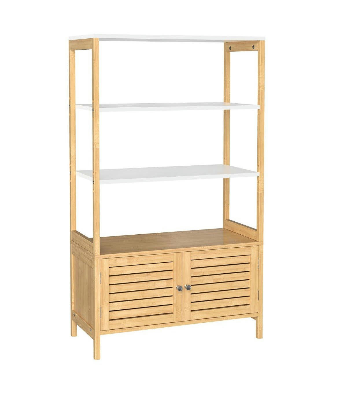 - Meuble de rangement salle de bain 2 portes et 3 étagères - L70 cm