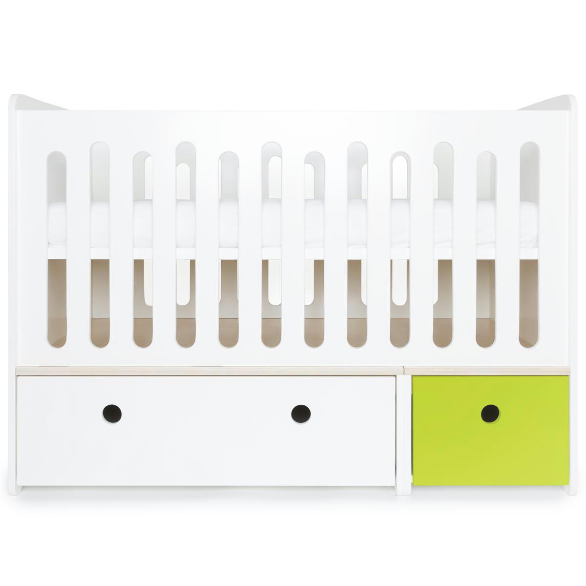 COLORFLEX - Lit bébé évolutif 70x140cm blanc-citron vert