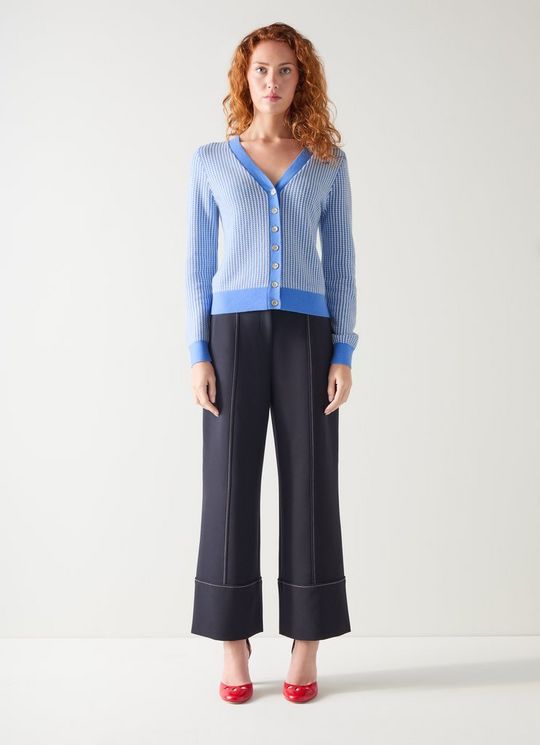 Vella Blue Cotton Stitch DetailCardigan