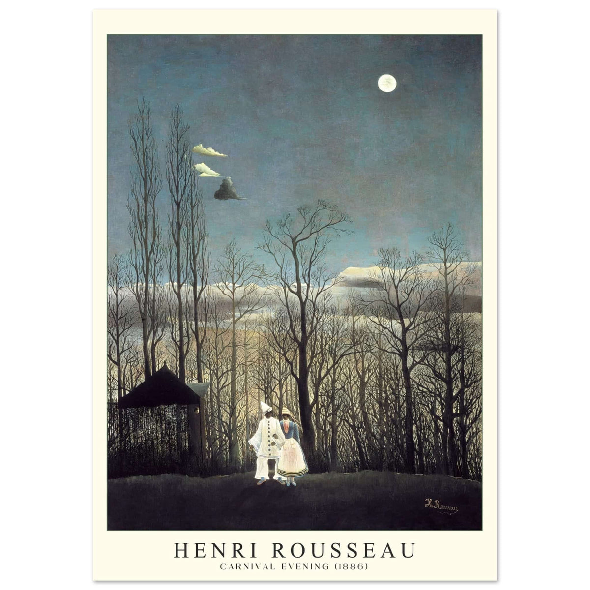 Artfulprints Poster Henri Rousseau - Carnival evening  - A4 21x29.7 cm - Blauw