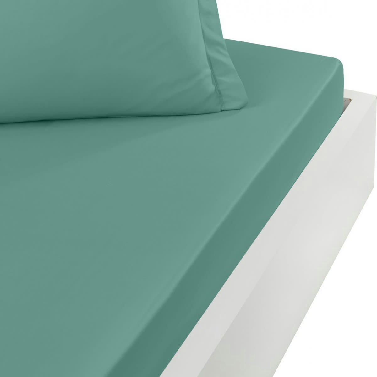 SOFT PERCALE - Drap housse en percale de coton Aqua Sea 200x200 cm