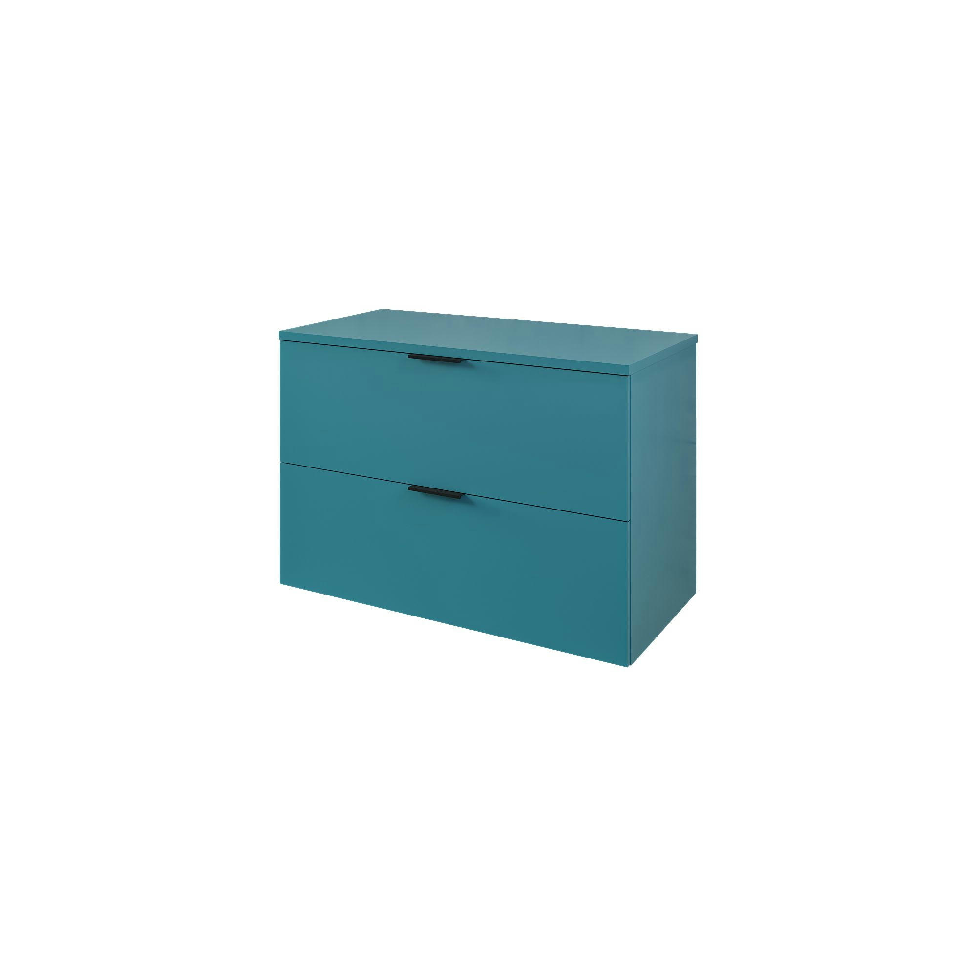 BIRD - Meuble de salle de bain 80cm Bleu  Meuble +  Plan Mélaminé