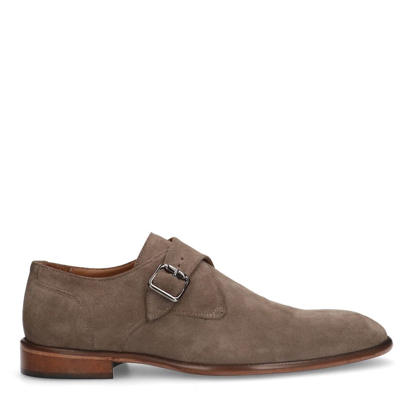 Manfield Taupe suède gespschoenen