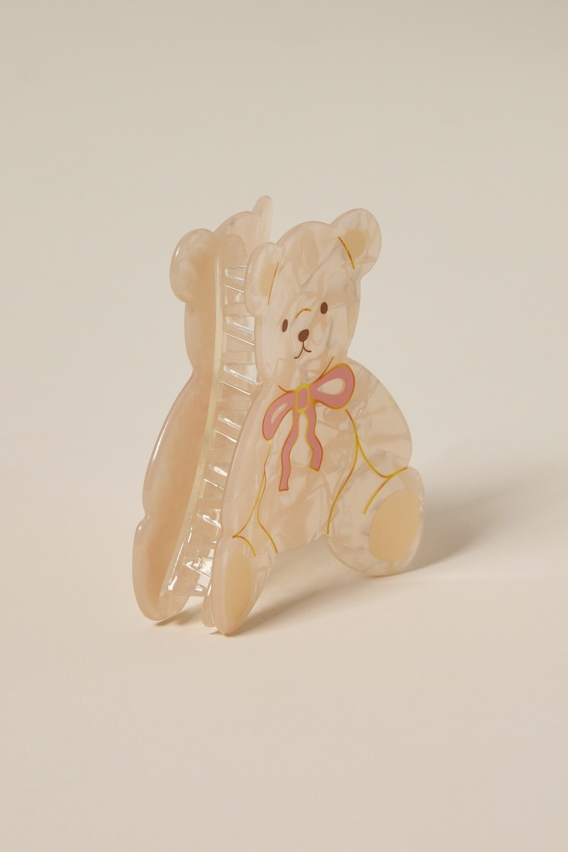 Teddy Bear Marble Hair Claw