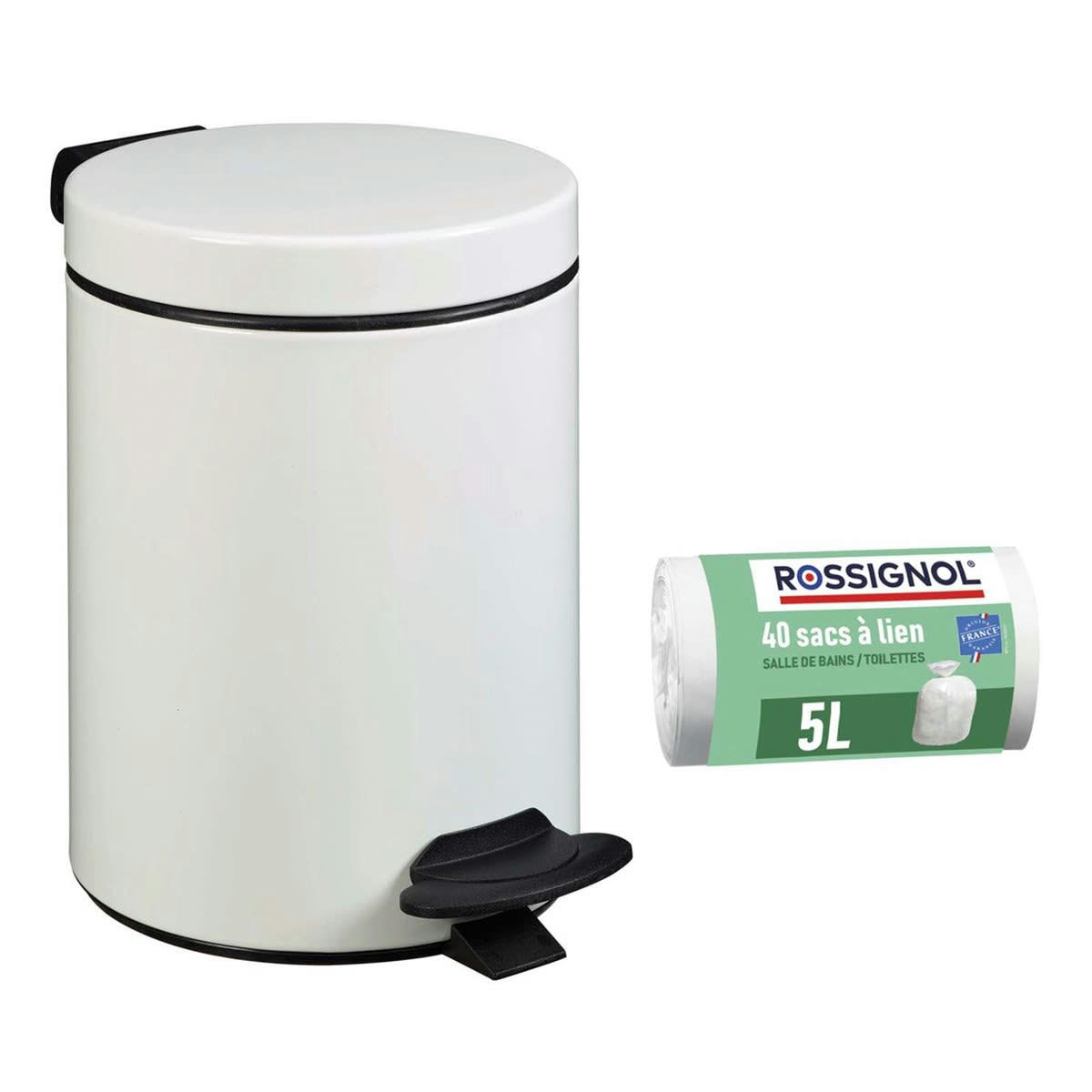 CYJEU - Poubelle de salle de bain à pédale 3L et 40 sacs poubelle 5L