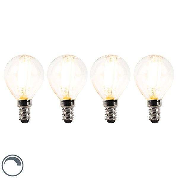 Lot de 4 ampoules LED E14 à intensité variable P45 transparentes 3W 250lm 2700K