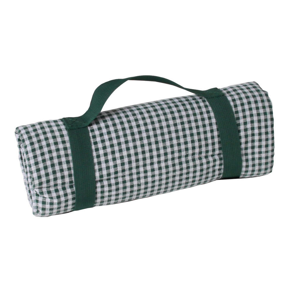 - Nappe pique-nique à revers imperméable vichy vert foncé 140 x 140 cm