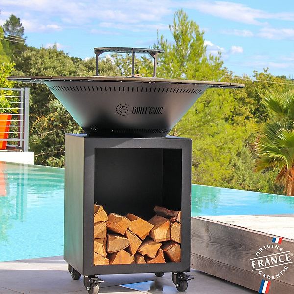 Braséro CLASSIQUE Double Cuve Acier 83x90cm - Noir - Sobre et puissant, parfait pour profiter de la chaleur du feu en toute