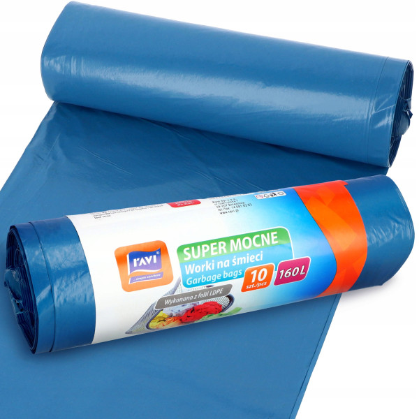 RAVI Worki na śmieci 160L 100x130cm LDPE Super Moc