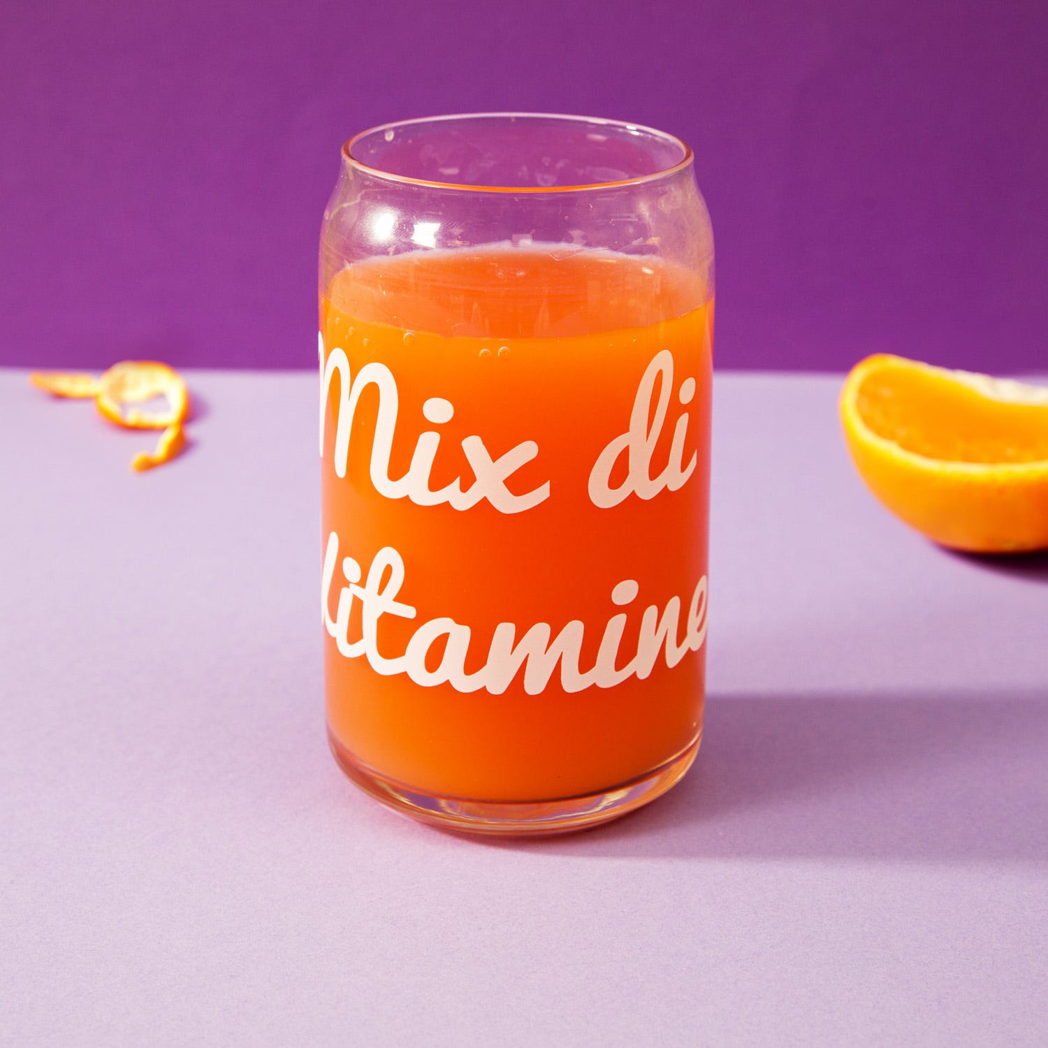 Bicchiere bibita vetro scritta Mix vitamine 470 ml