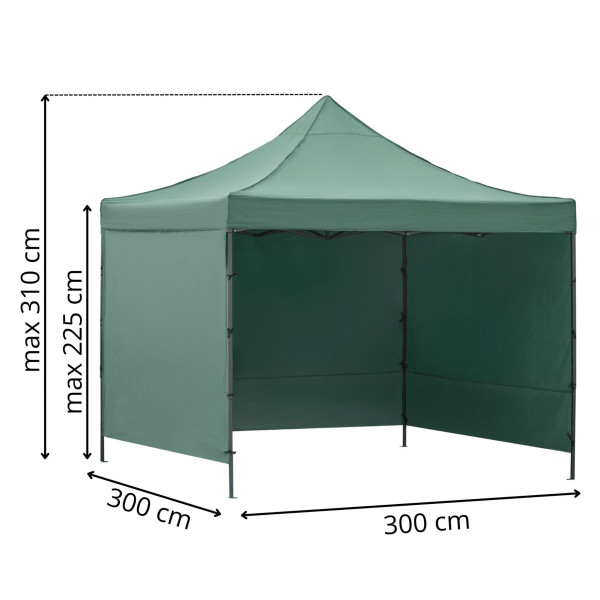 Pawilon handlowy 300x300 cm namiot ogrodowy, targowy, zielony