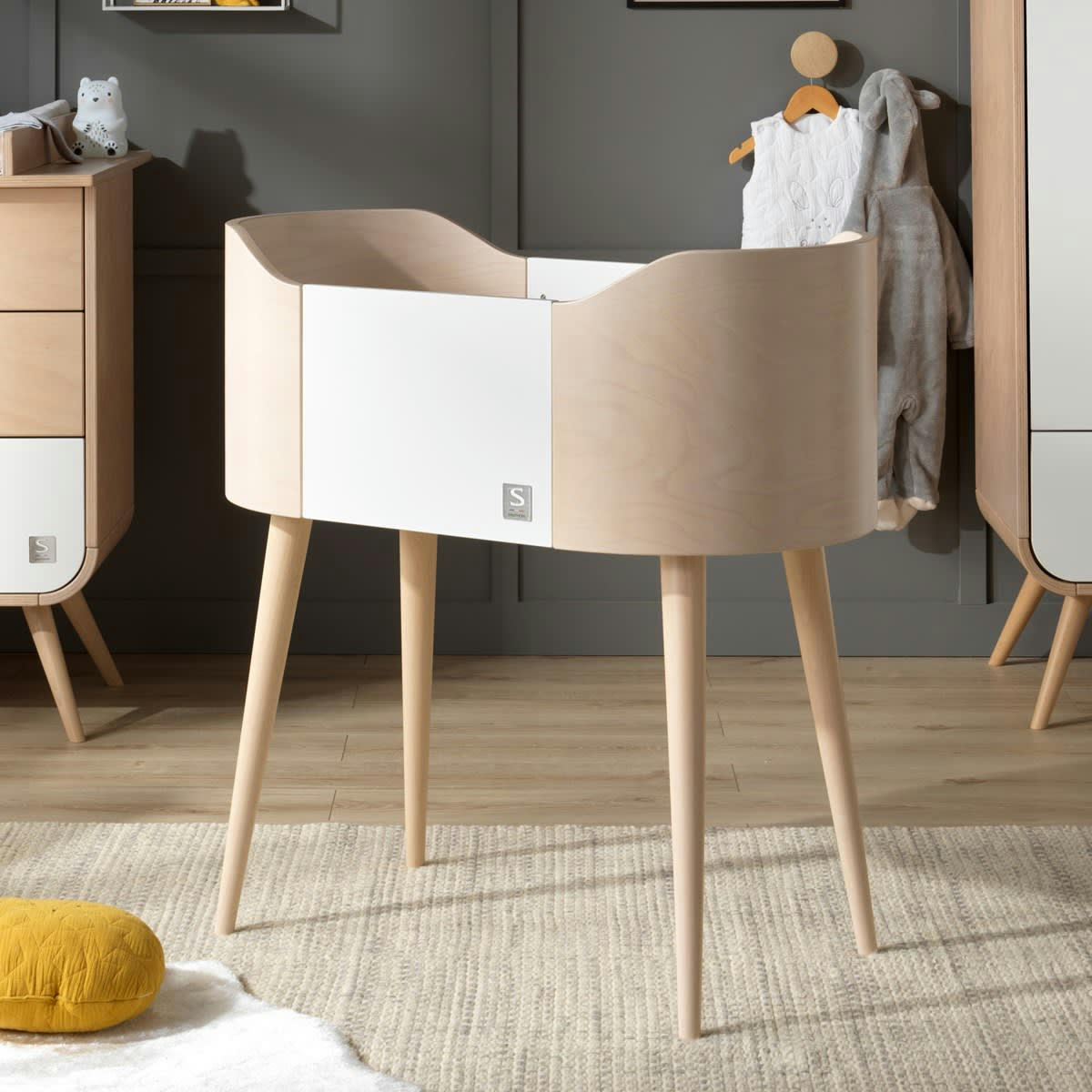 GALOPIN - Berceau pieds bois 96x93x54cm blanc