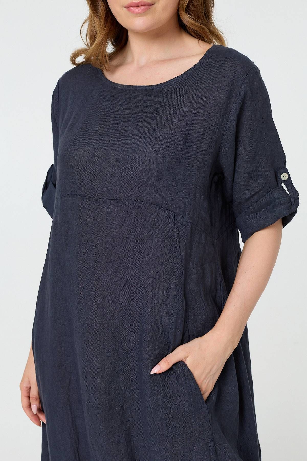 Izabel London Oversized 3/4 Sleeve Midi Dress