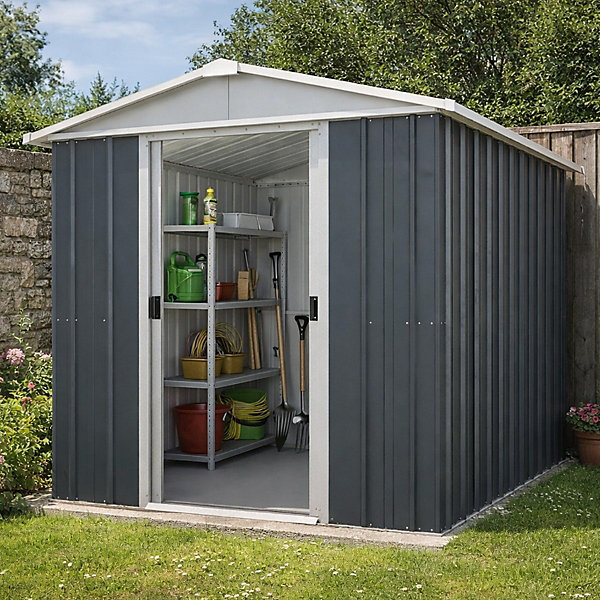 Abri de jardin métal anthracite Yardmaster 2,3 m²   kit d'ancrage