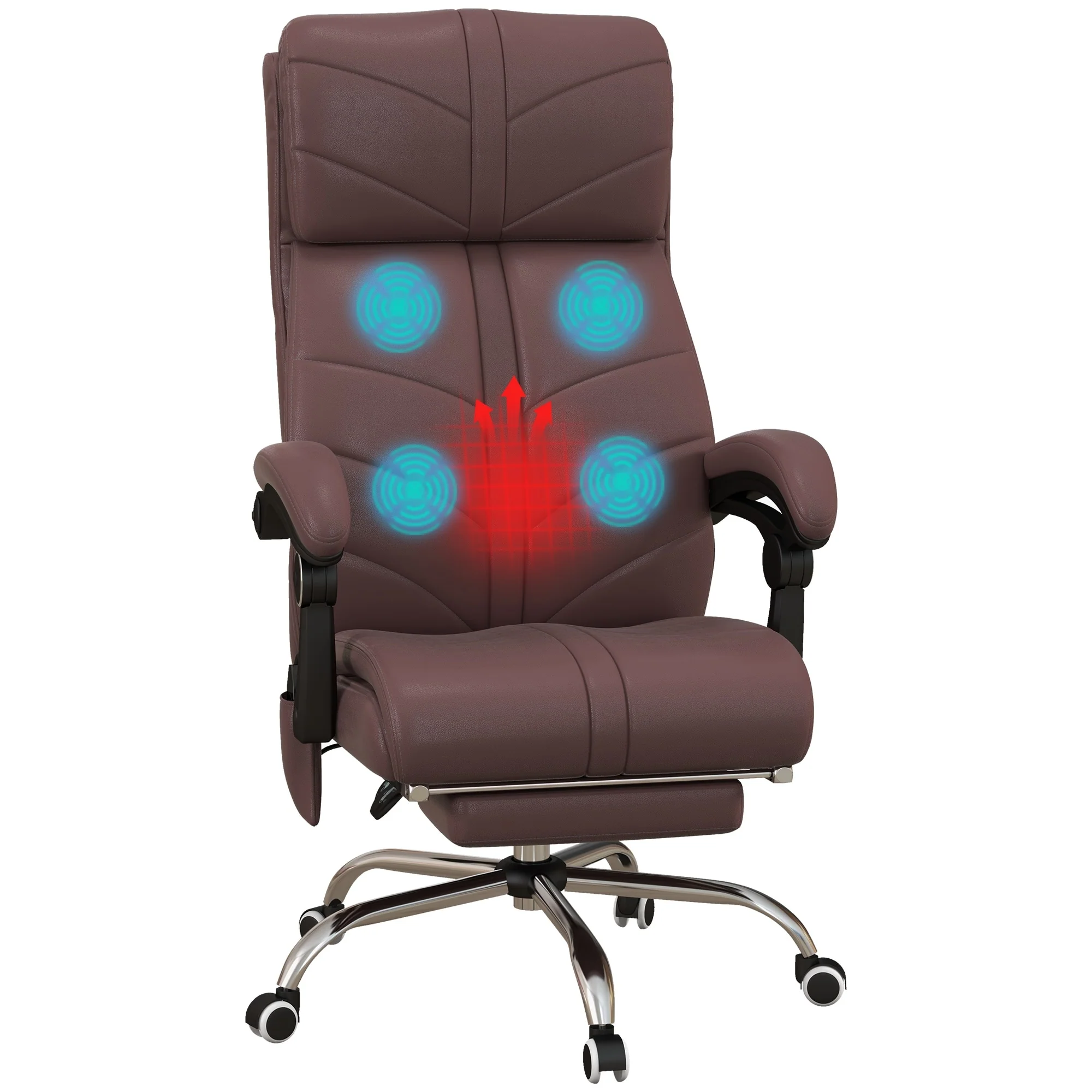 Vinsetto High Back Massage Office Chair with 4 Vibration Points, Heated Reclining PU Leather Computer Chair