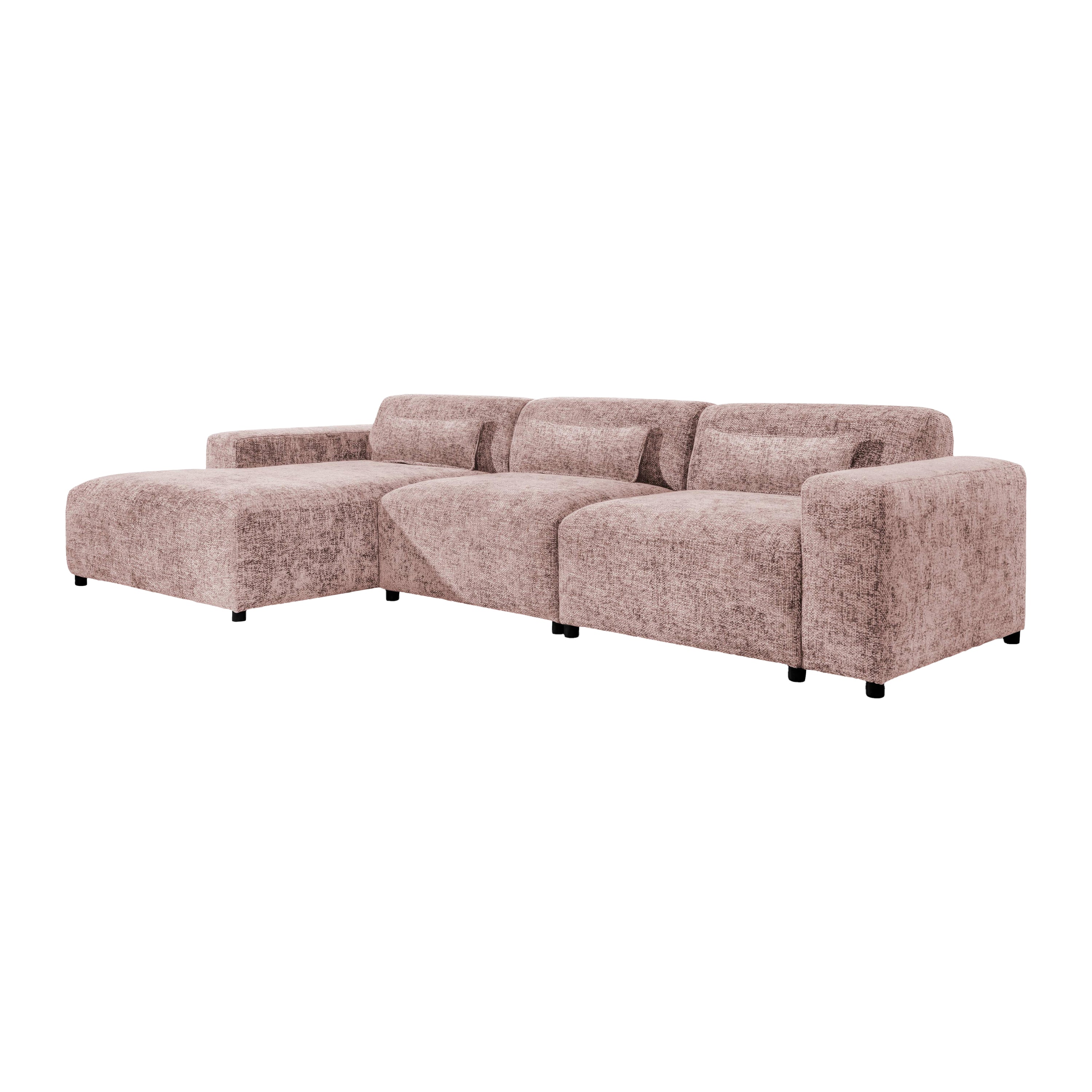 by fonQ Velura Hoekbank Links Big - Chenille - Oudroze