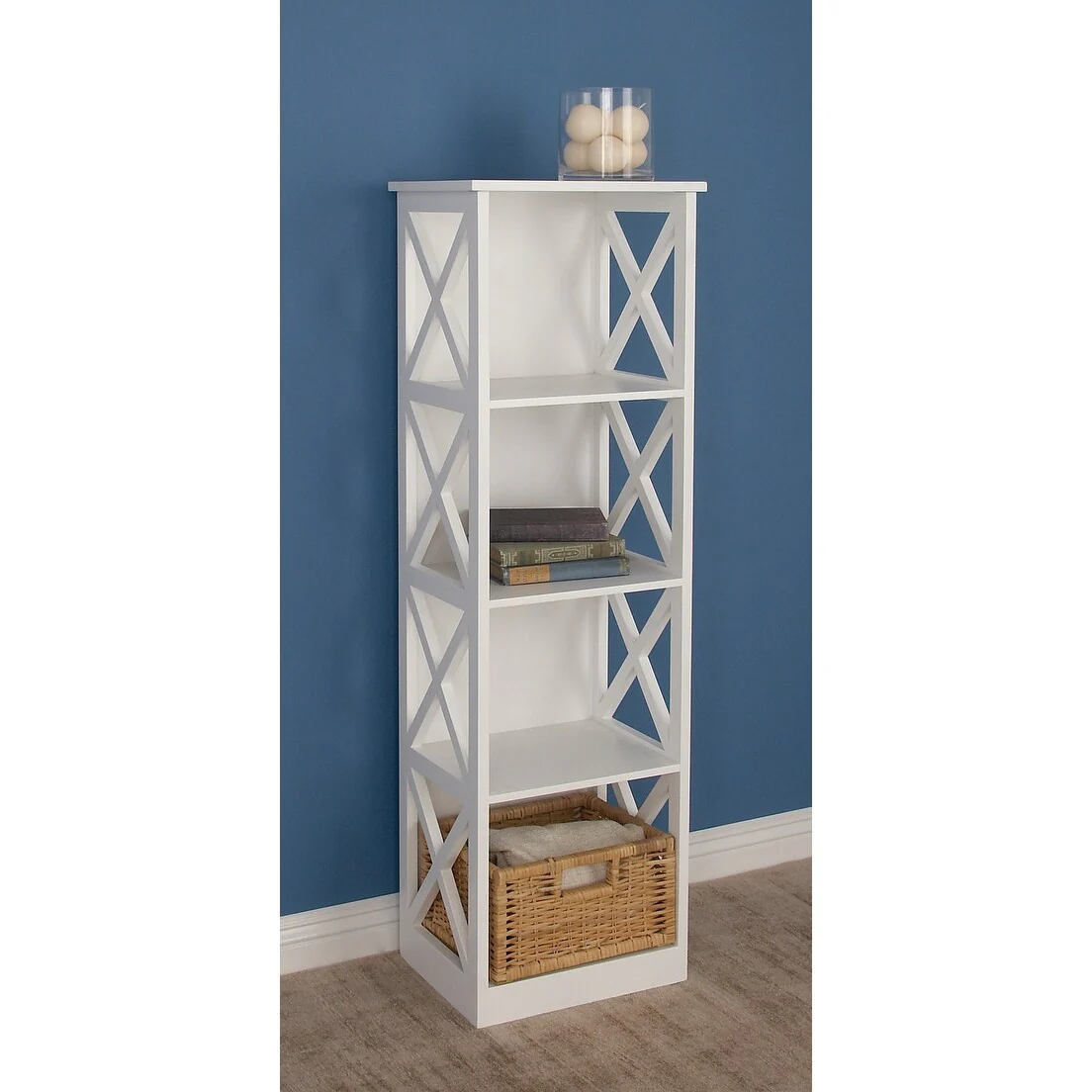 White Wooden 4 Shelves Shelving Unit