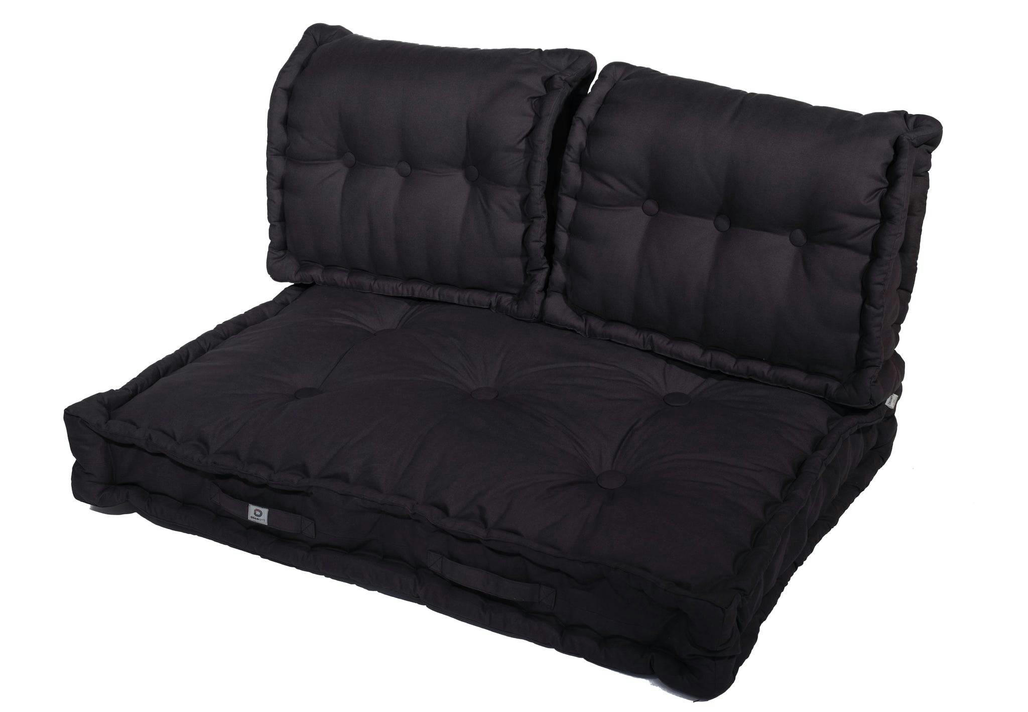 - Coussins pour palette capitonné en polyester 120x80x20cm gris