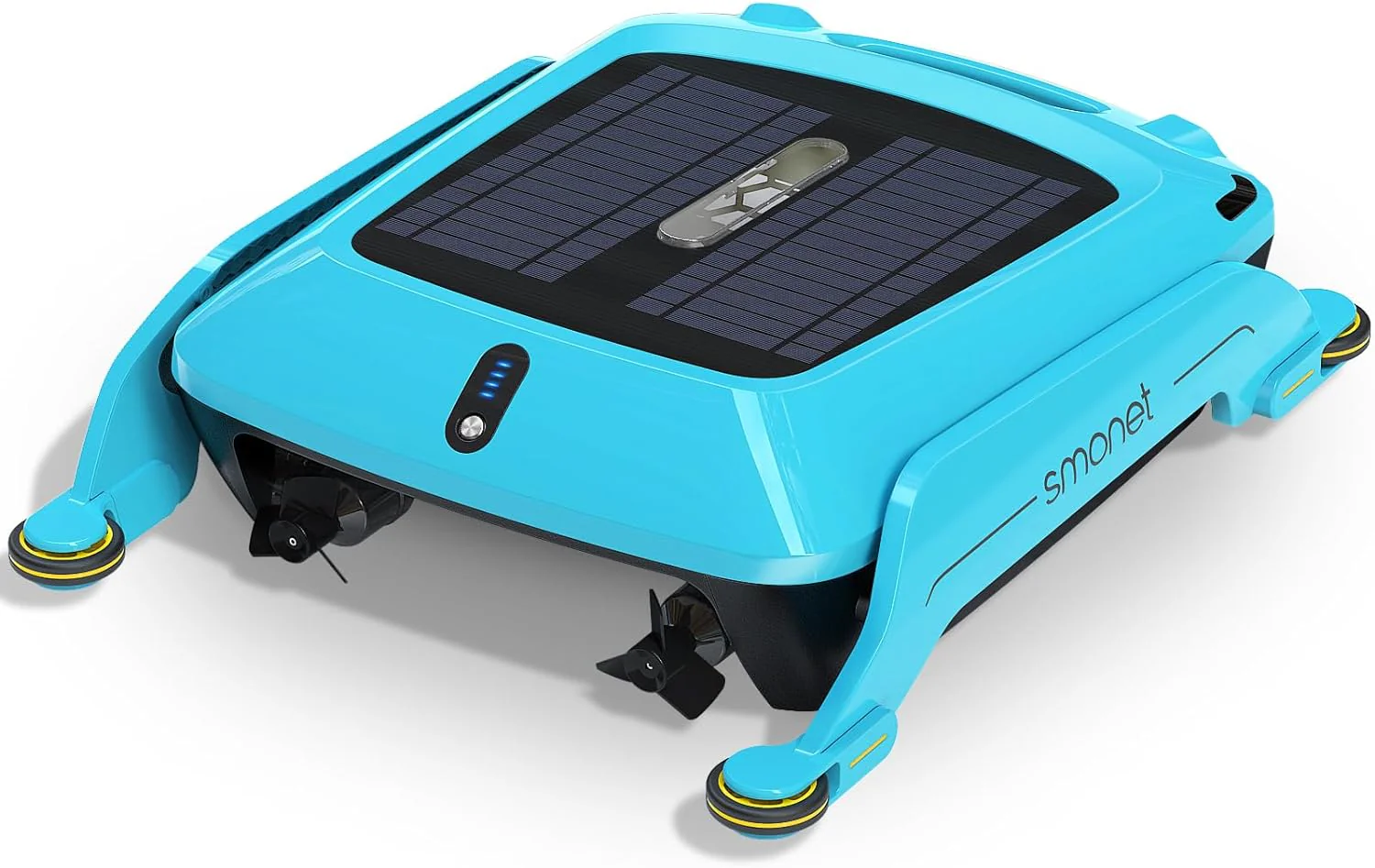 Robotic Solar Pool Skimmer: SR5 Automatic Pool Robot Cordless Solar Powered Pool Skimmer Cleaner for Pool Surface with Dual Charging Options Obstacle Avoidance Saltwater Compatibility Blue(SR5-PLUS)