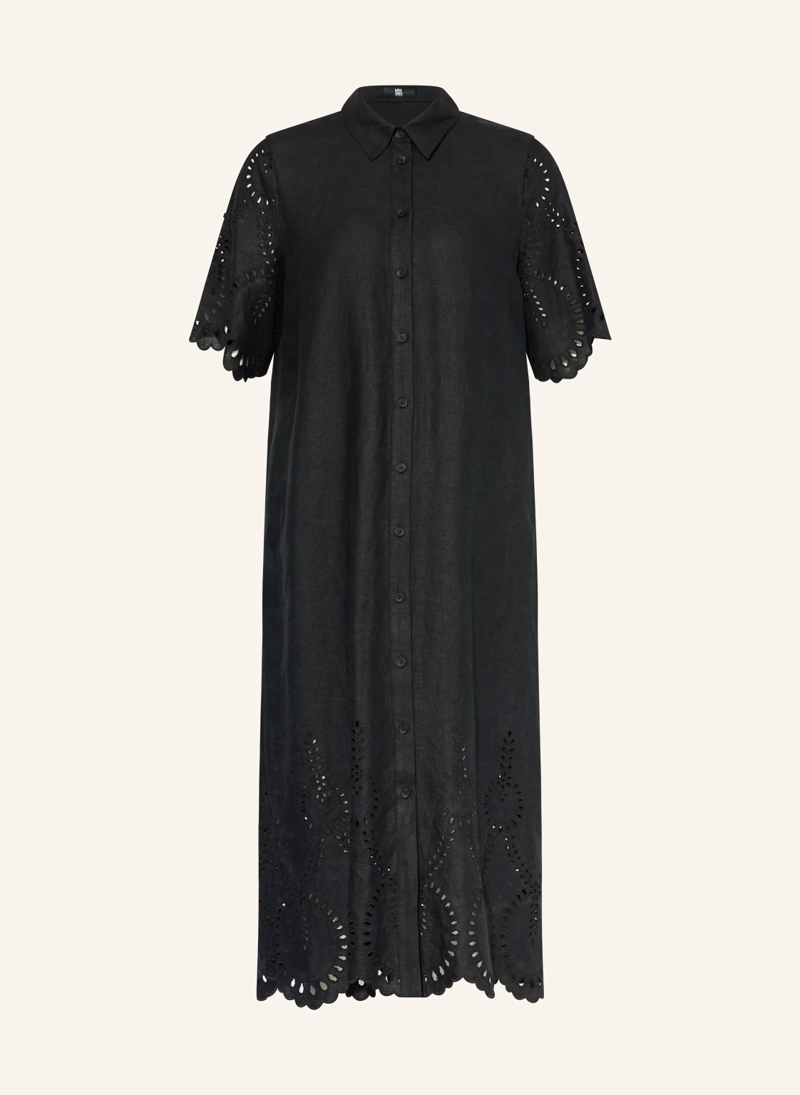 RIANI Hemdblusenkleid aus Leinen mit Lochspitze