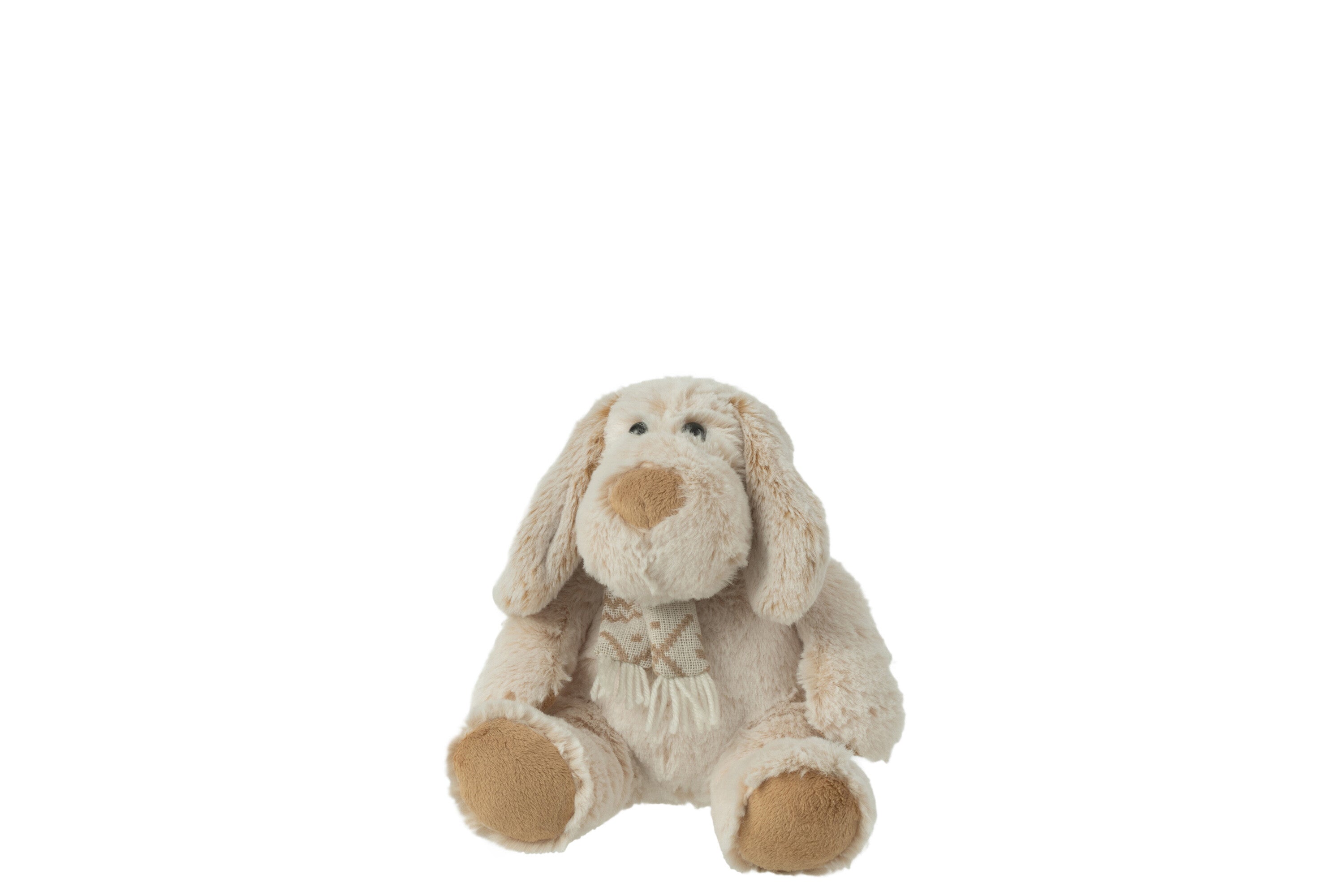 J-Line knuffel Hond   Sjaal Zittend - polyester - beige/bruin - small