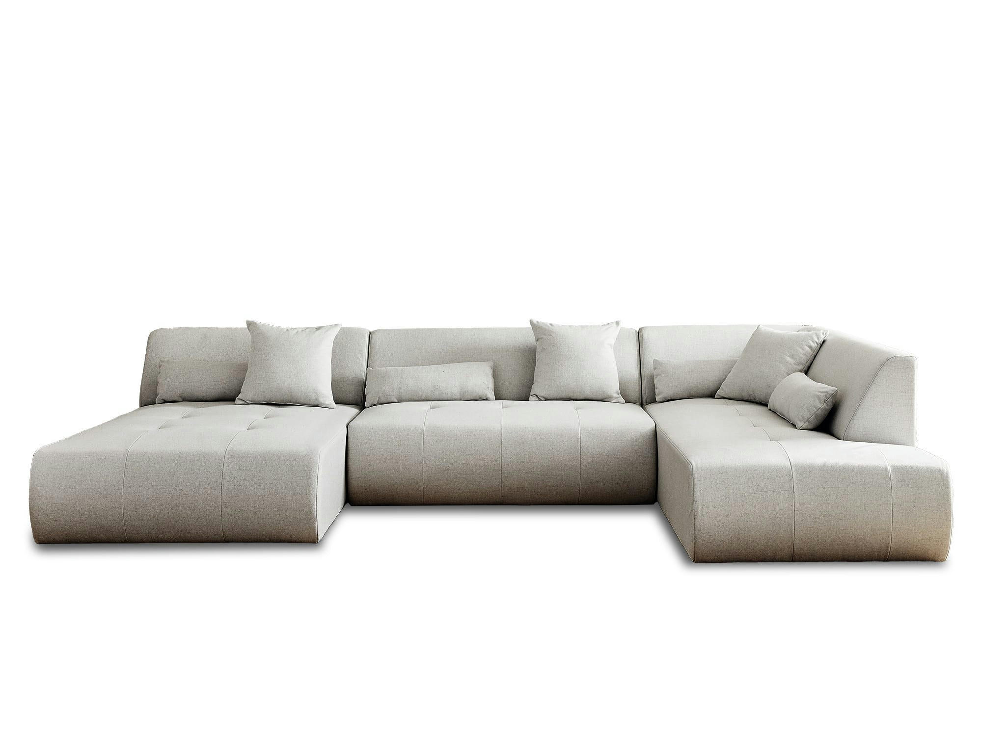 ONYX - Canapé modulable 7 places angle droit en tissu gris clair