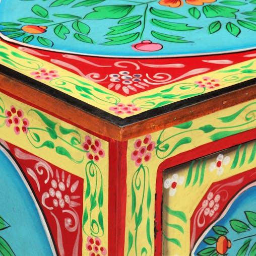 NNEVL Hand Painted Bedside Cabinet 40x30x50 cm Solid Mango Wood