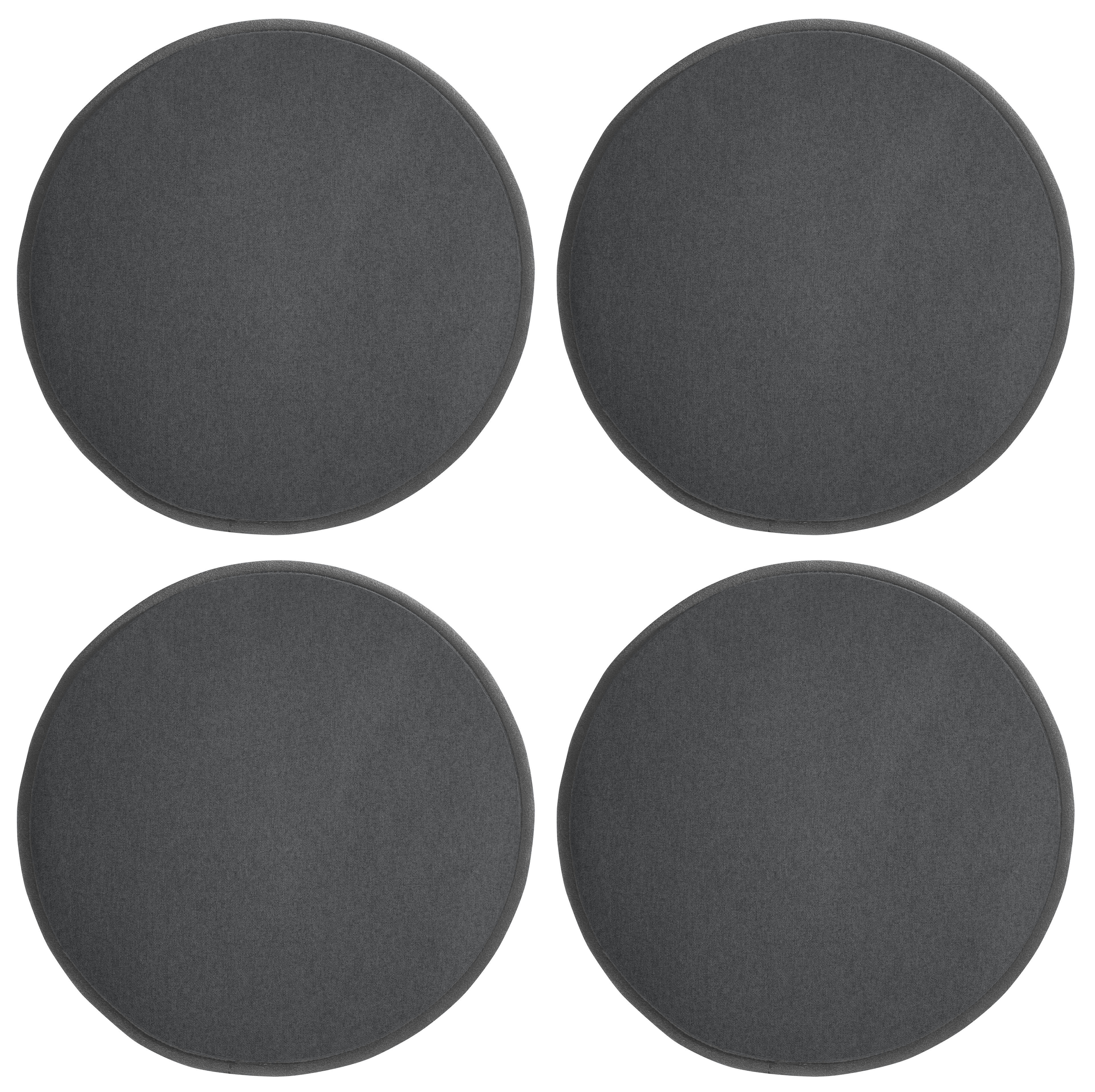 FELT - Galettes de chaise anthracite imitation feutre - Lot de 4 -  Ø 35cm