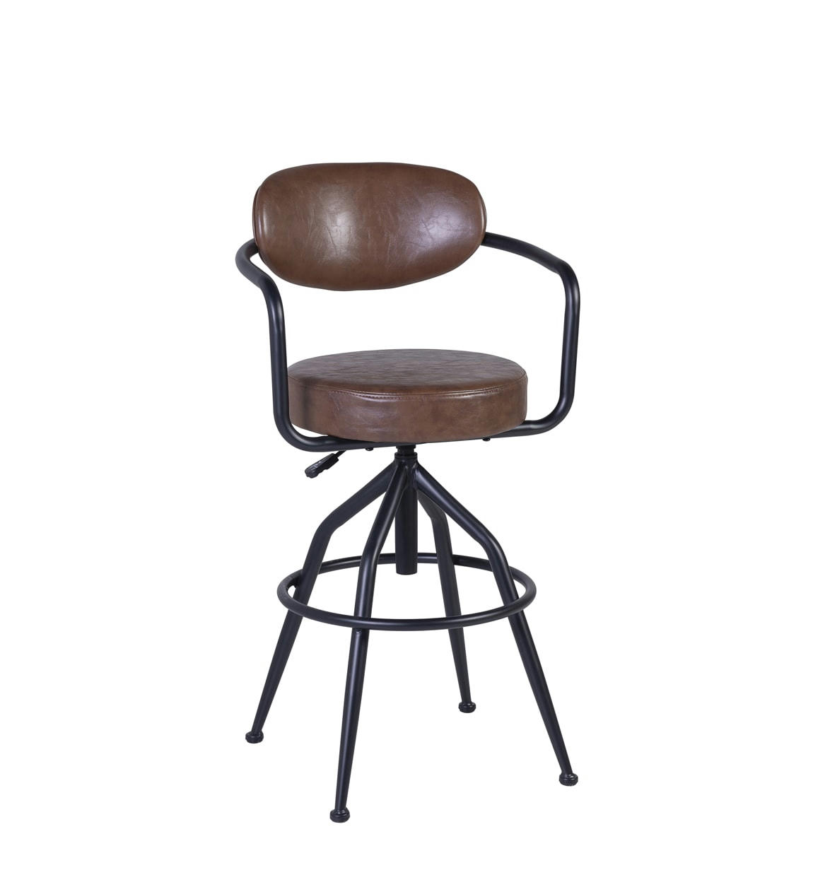 DETROIT - Tabouret de bar en fer et en simili-cuir réglable en hauteur