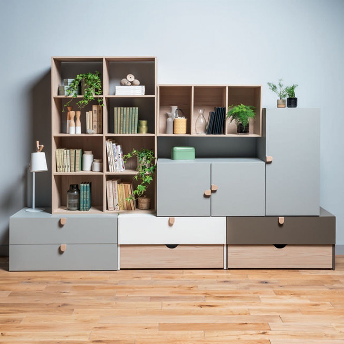 Calicosy - STIGE Commode met 2 laden - H47 cm - Grijs