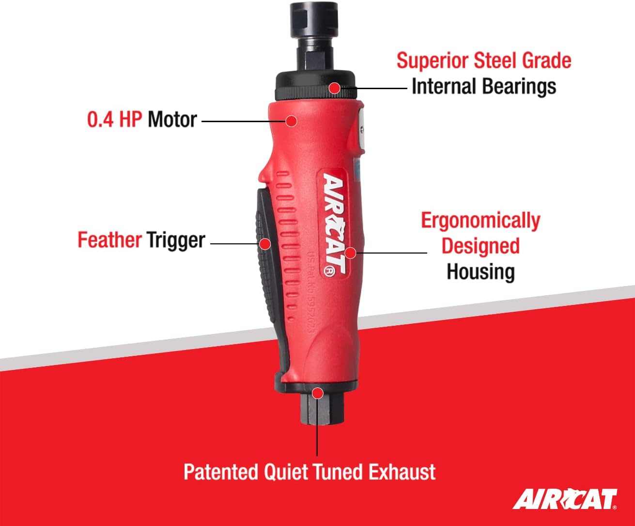 AIRCAT Pneumatic Tools 6200: .4 HP Mini Straight Die Grinder 20,000 RPM