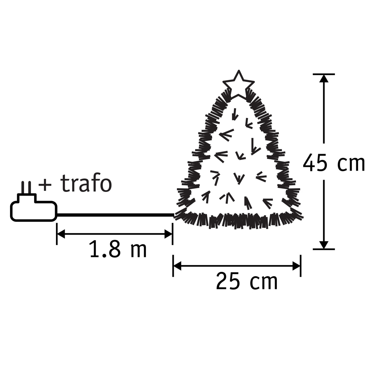 Luca Lighting Mercury Kunstkerstboom met Fibre Optic Verlichting - H45 x Ø25 cm - Groen