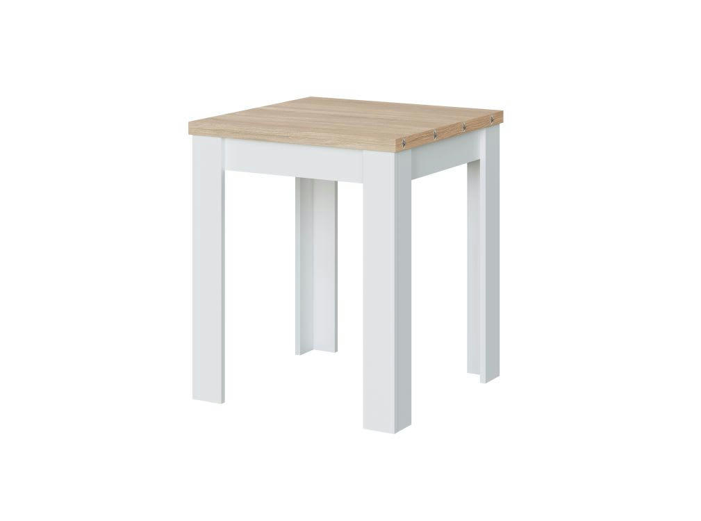OLGA - Table extensible blanc/bois L67/134cm