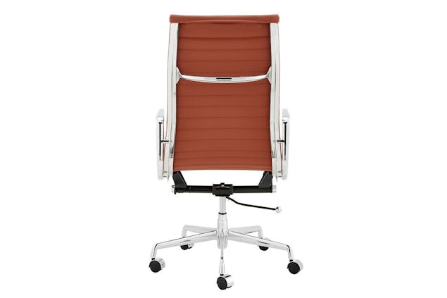 NNEKGE Replica Eames Group Standard Aluminium High Back Office Chair (Tan Leather)