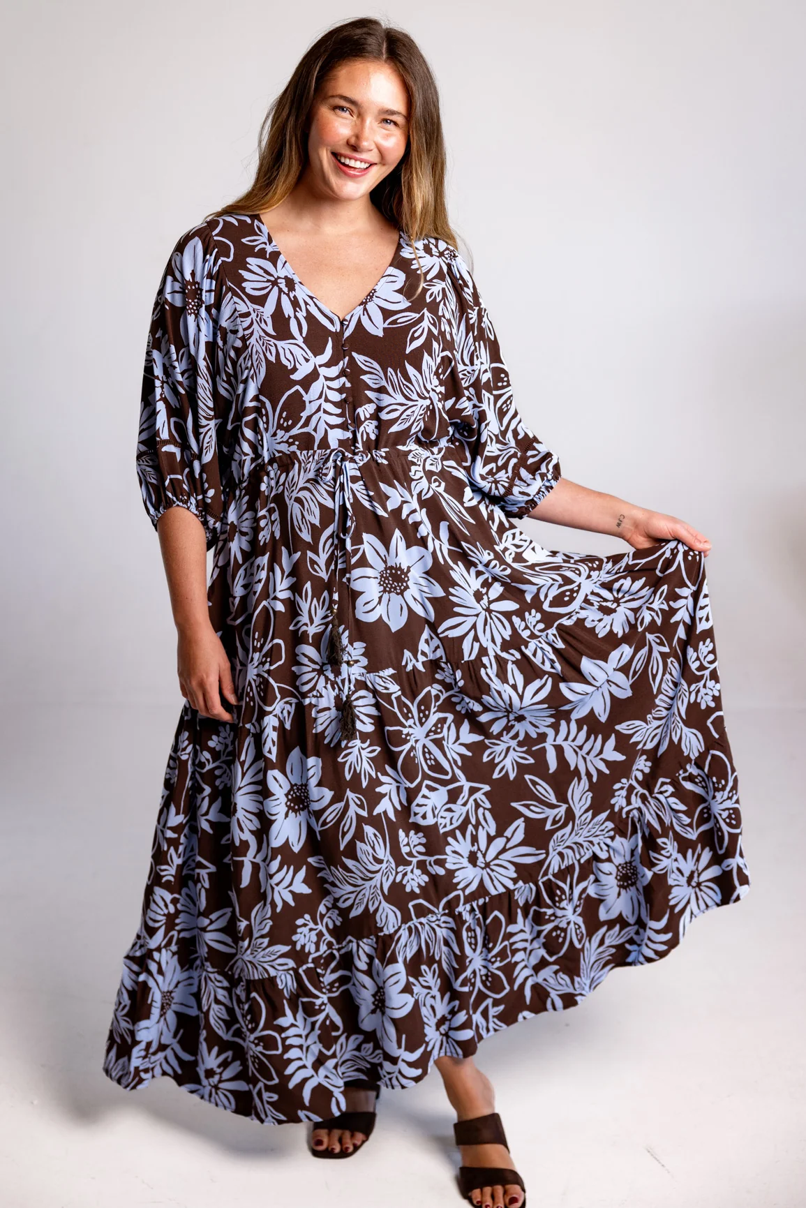 Addison Maxi Dress in Blue Lani Chocolate