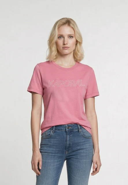 T-shirt manches courtes slim rose coton stretch FARO