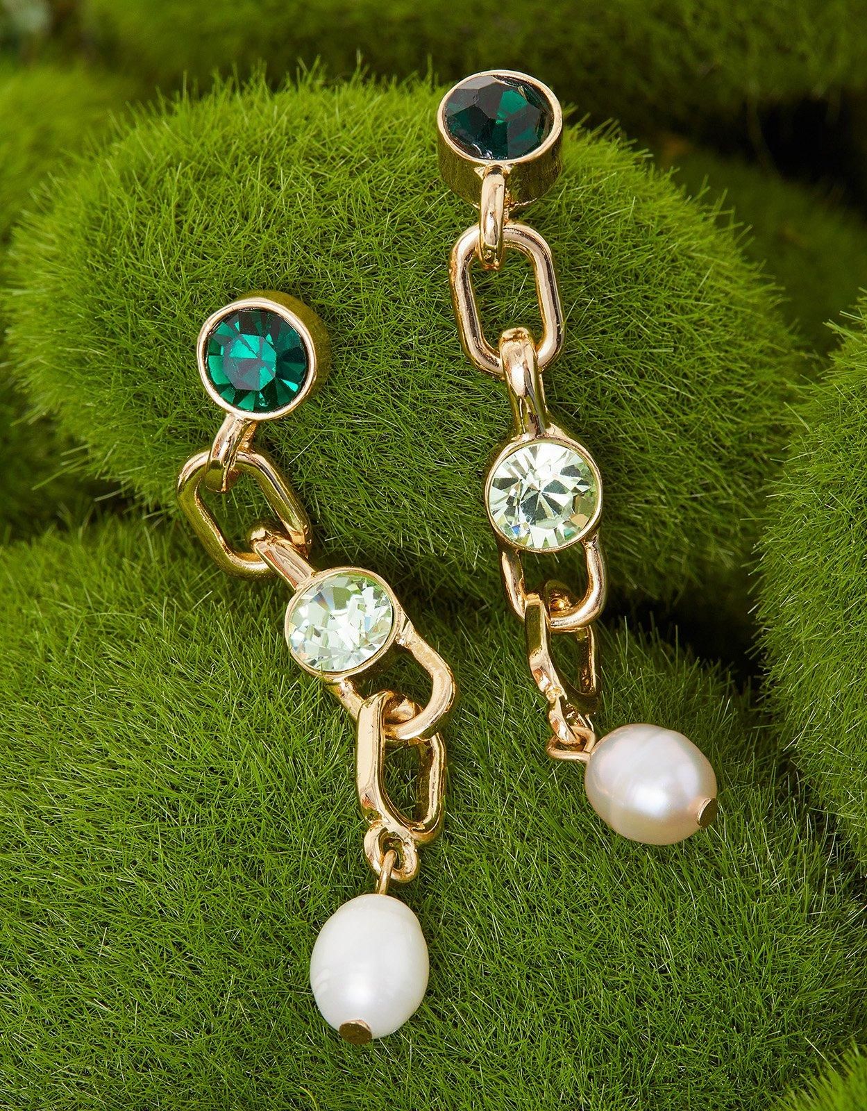 Accessorize Chainlink Gem Drop Earrings
