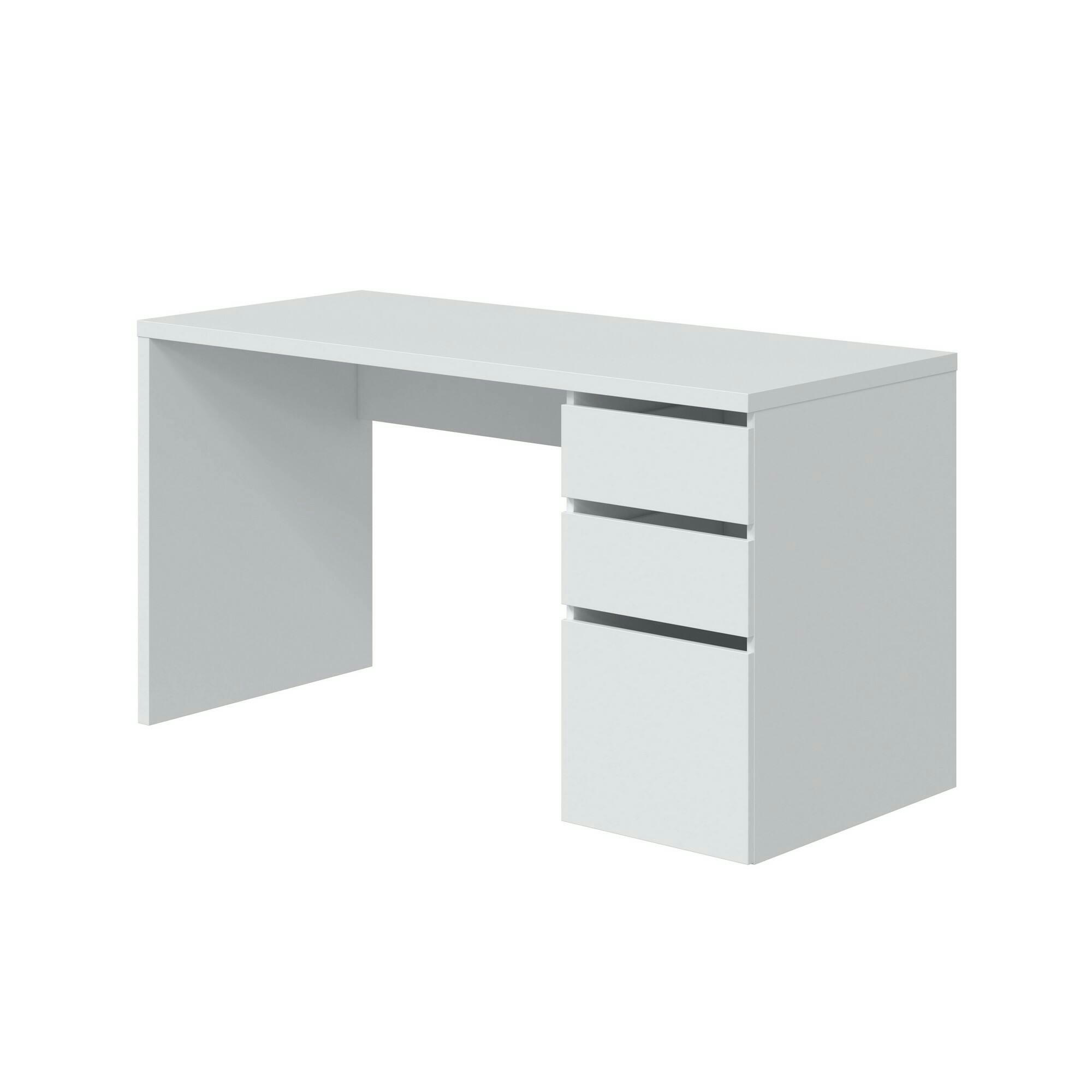 DMALLAM - Bureau avec 3 tiroirs effet bois blanc