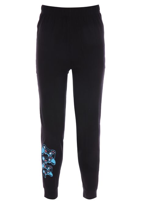 Older Boys Black Game Over Graffiti Long Sleeve Pyjama Set