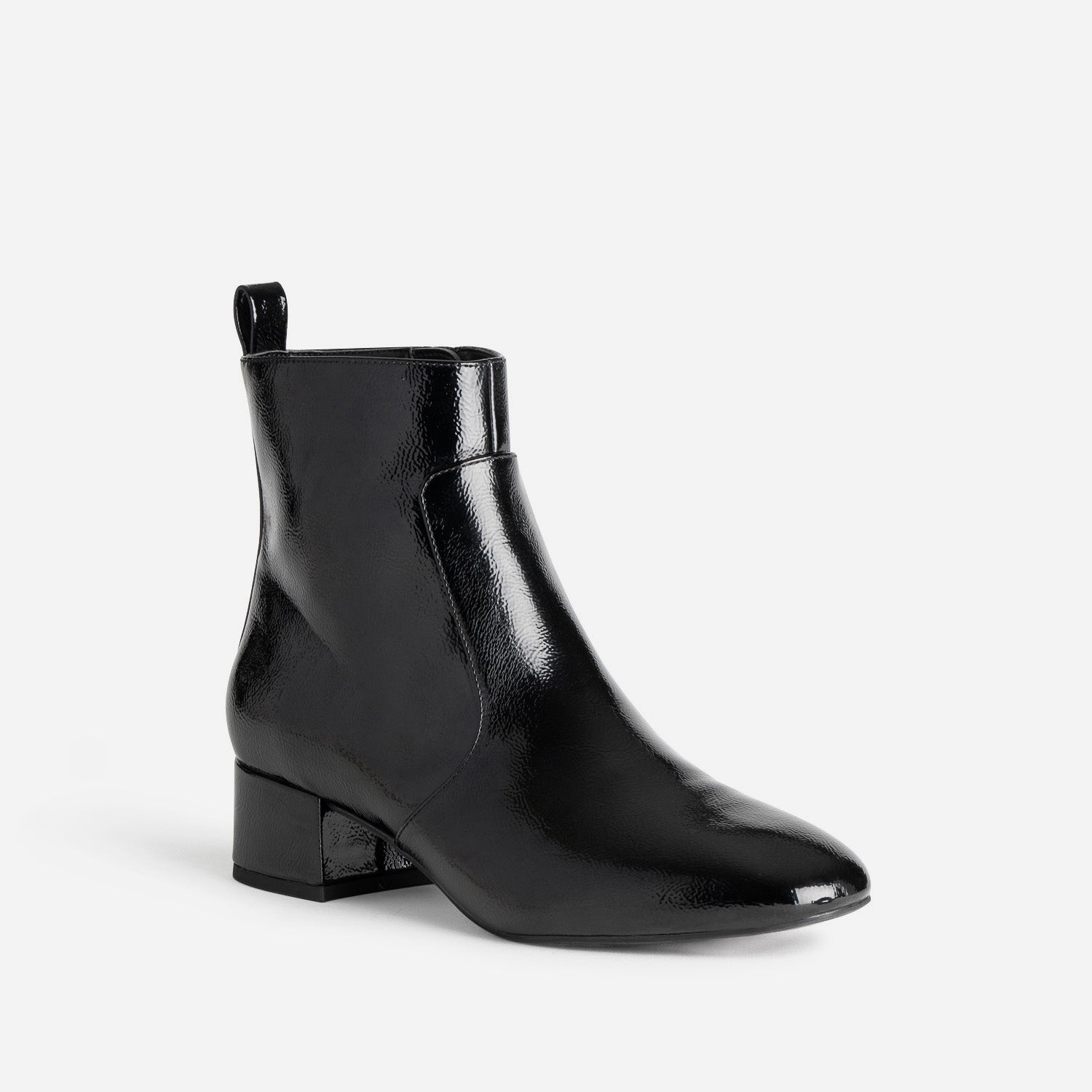 Boots à talon noir verni